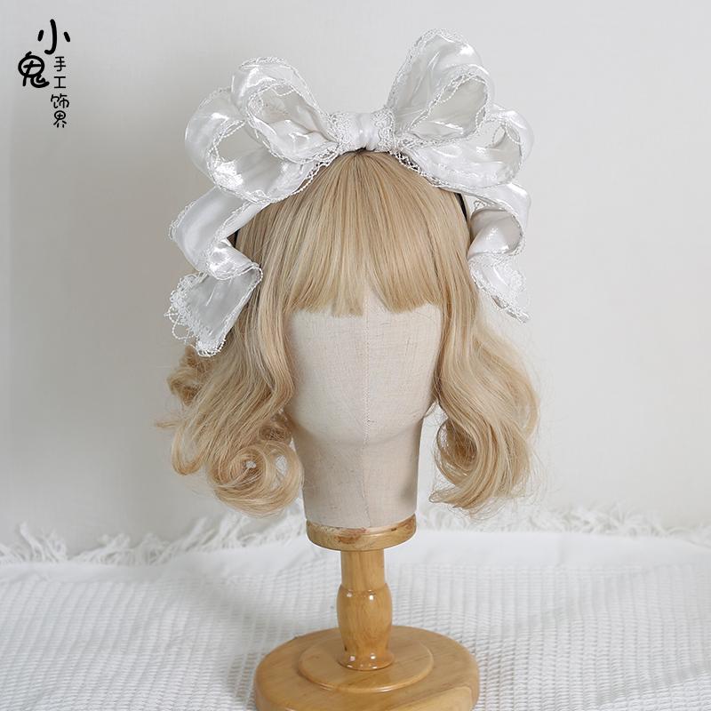 Handmade Lolita Sweet Lace Big Bow KC Headbands Japanese Doll Lolita Headband Hair Accessories белый