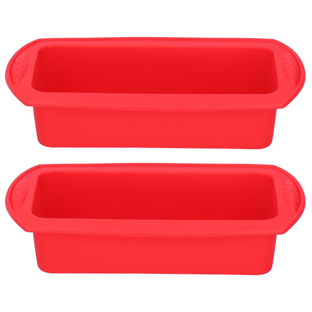 2Pcs Rectangle Silicone Cake Pan Bread Mold Baking Tool 2lb Cake Moulds Accessory Red