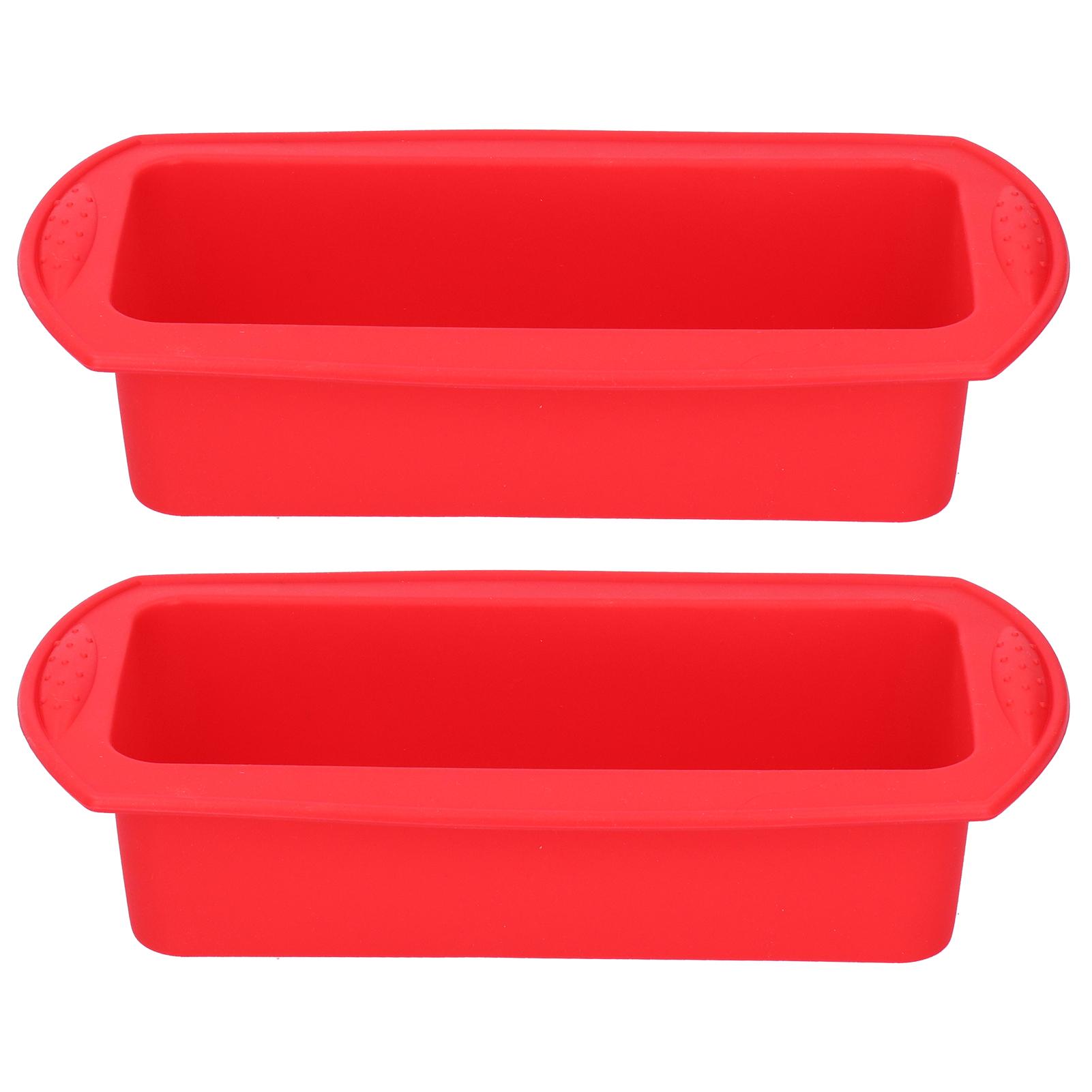 

2Pcs Rectangle Silicone Cake Pan Bread Mold Baking Tool 2lb Cake Moulds Accessory Red