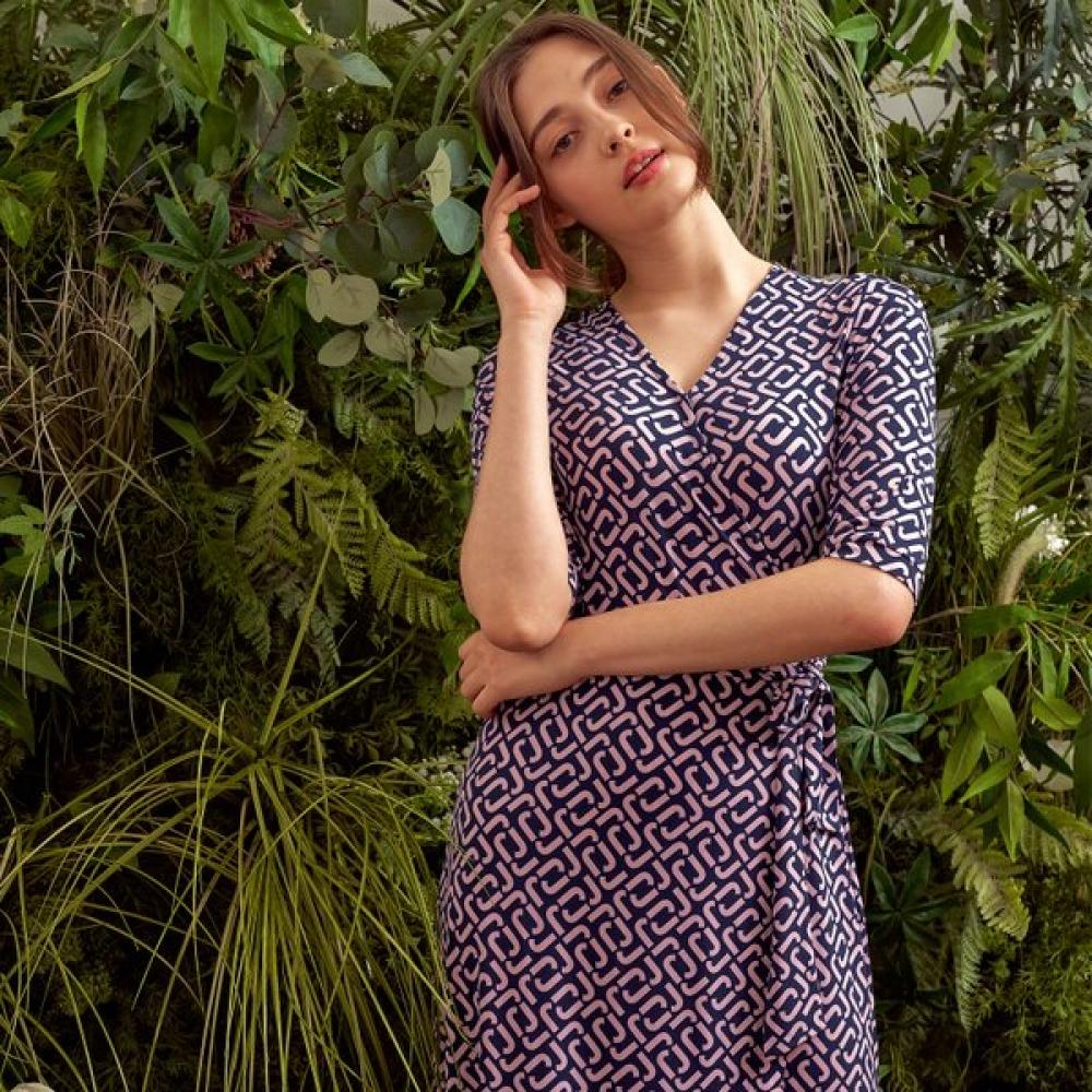 Lipbbam Creora Vivienne 3 4 Sleeve Frill Wrap Dress Ldm42lj01