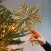 2026 Christmas Tree Topper Star Iron Carving 3D Snowflake Christmas Tree Star Topper Metal Ornaments Display Holiday Decorations