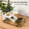 New Plastic Turtle Tank Clear Multi-functional Turtle Habitat Easy Clean Sunbathing Platform Small Pet Tank Pet Supplies