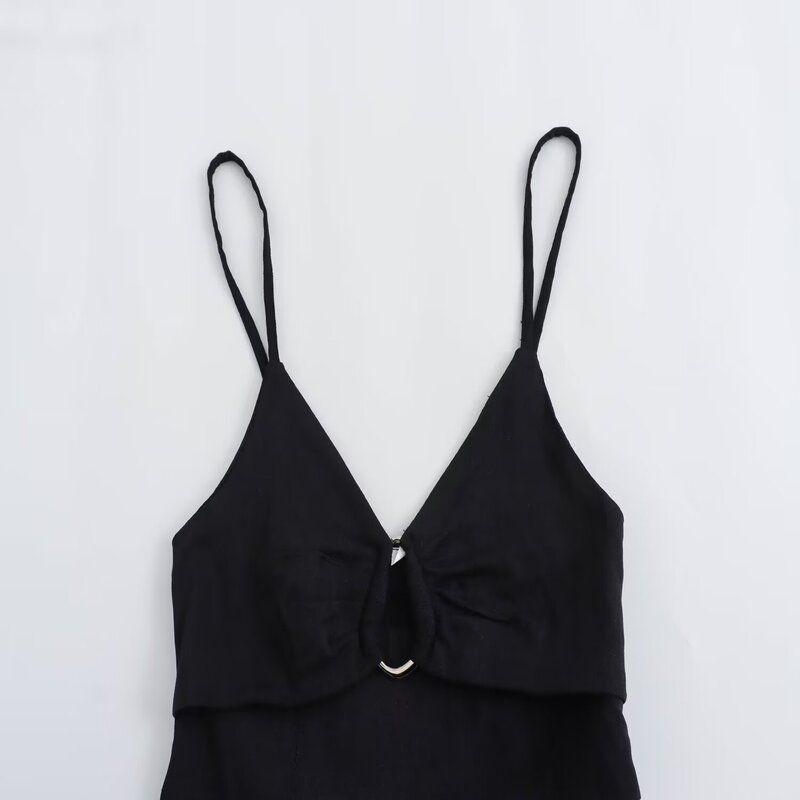 Fashion 2024 Summer New Arrival Women's Clothing Sexy Style Silm Open Design Short Strap Base Tops 0085329