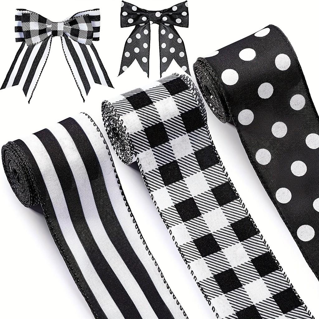 Unique Style European Black And White Ribbon With Stripes And Dots Crafts For