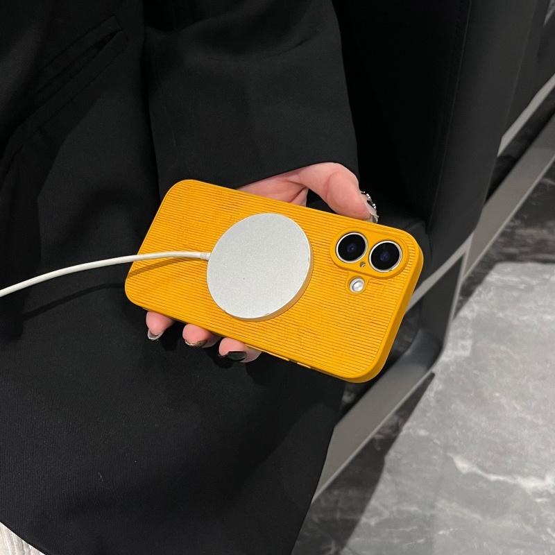 Luxury Retro Stripe Texture Magsafe Case For iPhone 16 15 14 13 12 11 Pro Max Shockproof Frosting Magnetic Wireless Charge Cover