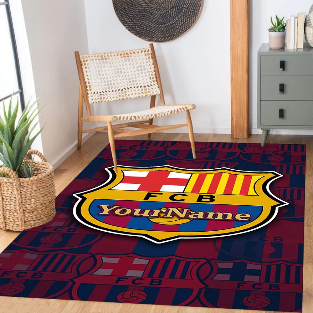 Fc Barcelona Customizable Name Area Rug Design for Bedrooms Hallway Foyer Living Rooms Anti-slip Rug Anime Office Decor