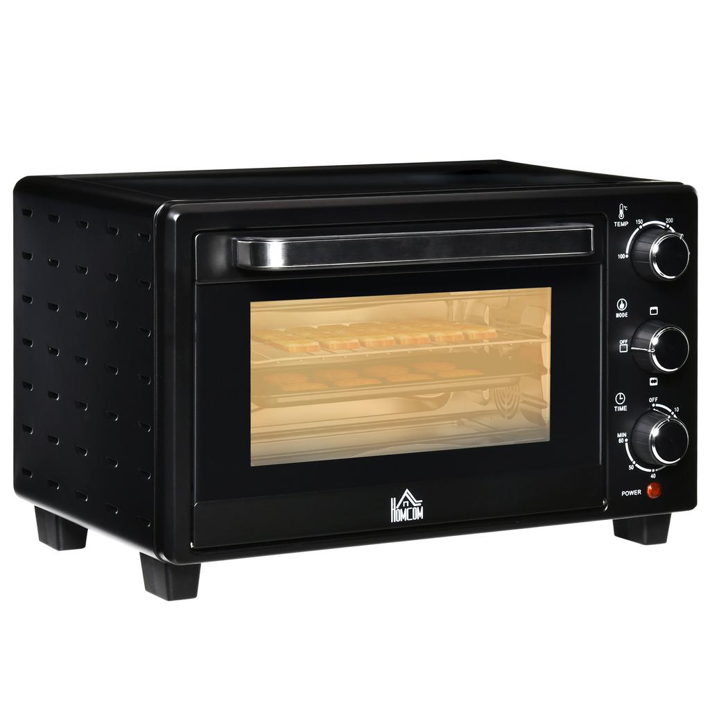 21L Mini Countertop Oven, 100 degrees C-230 degrees C Adjustable Temp - Black
