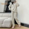 2-teiliges Winter-Pyjama-Set für Unisex, Stehkragen, einfarbig, Reißverschluss, verdicktes Korallenvlies, Homewear, Mantel, Hosen-Set, lockere Loungewear, Nachtwäsche