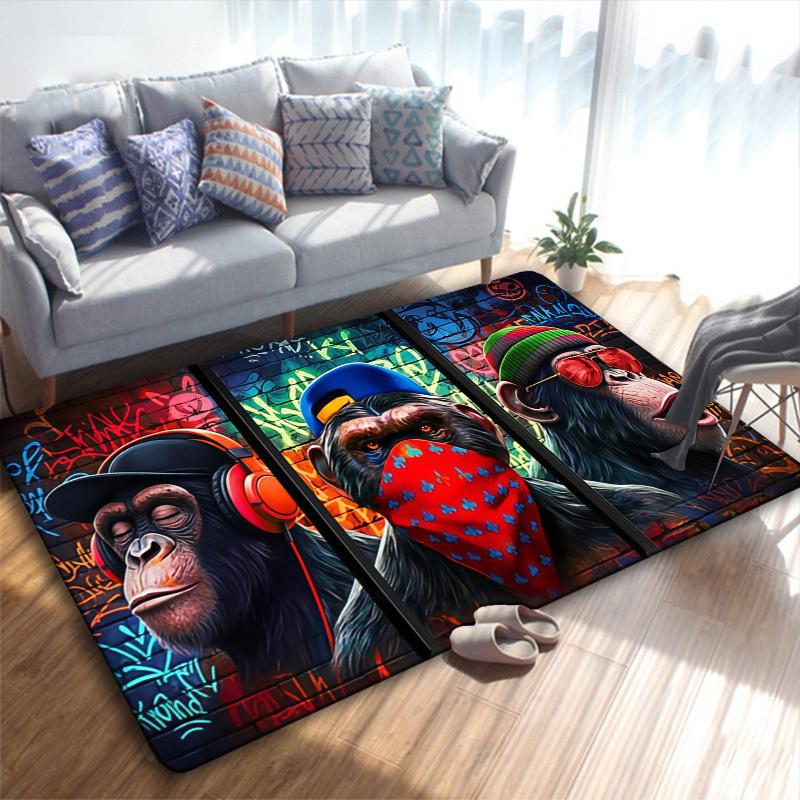 Monkey Street Graffiti Carpet Rug for Living Room Bedroom Home Sofa Decoration,Kids play Non-slip Floor Mat