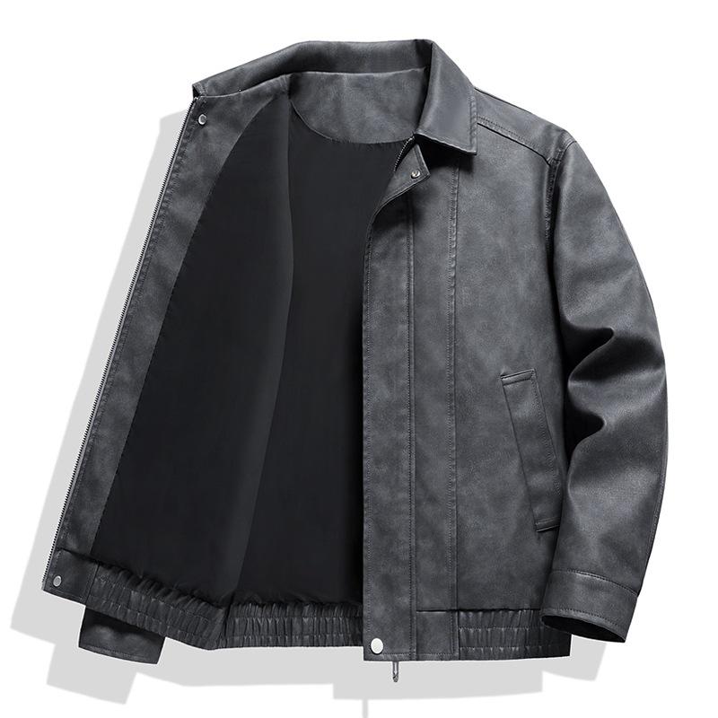 Plus Size Jacket Men's Leather Jacket Men's Suede Fat Man's Lapel Leather Jacket Men's Locomotive