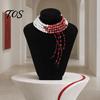 Mysterious Fashion Jewelry Gothic Blood Drop Choker, Layered Faux Pearl Necklace, Red Tassel Themed Costume Party Supplies Earrrings, Punk Style