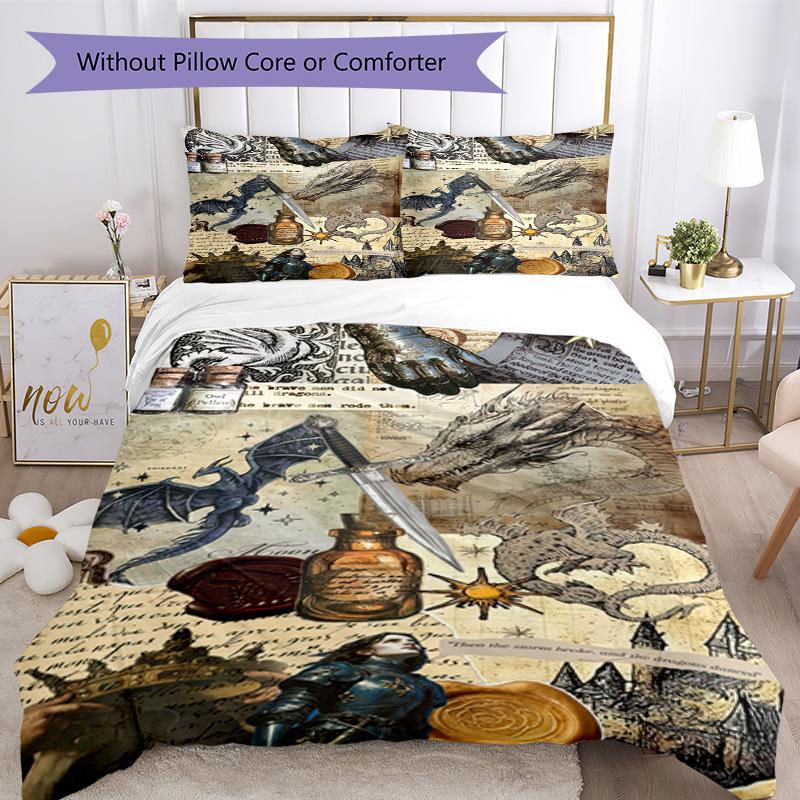Set Biancheria da Letto Stile Gotico Traspirante Copripiumino con Federe Biancheria da Letto Decorativa per Camera da Letto Decorazione Casa Regalo di Compleanno