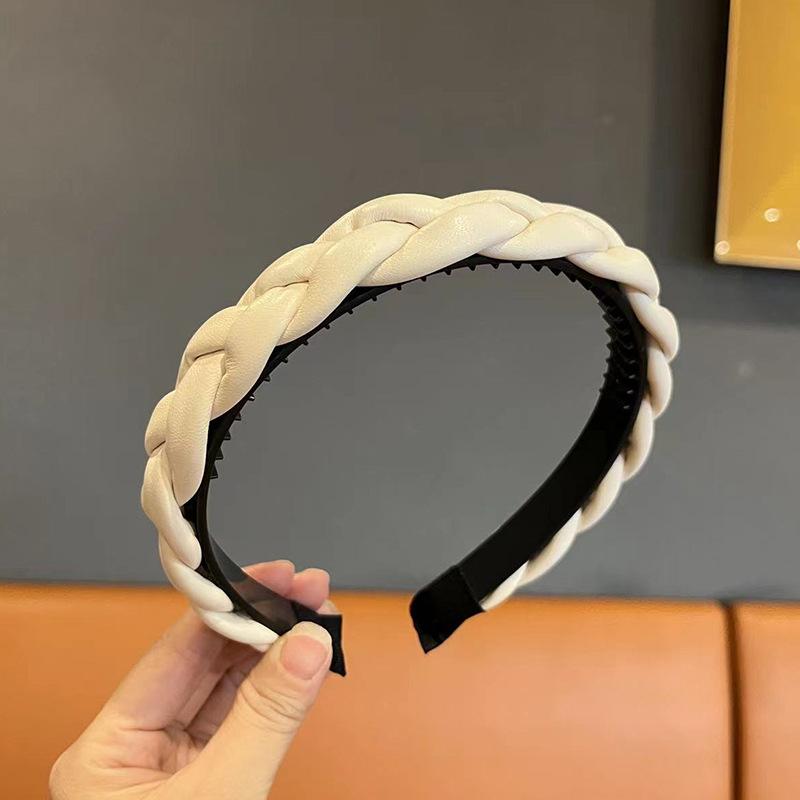 Women Headpiece Braided Twill Cloth Headband for Lady Girls Shopping Face Wash Head Hoop Non Slip Teethed Hairband for Her