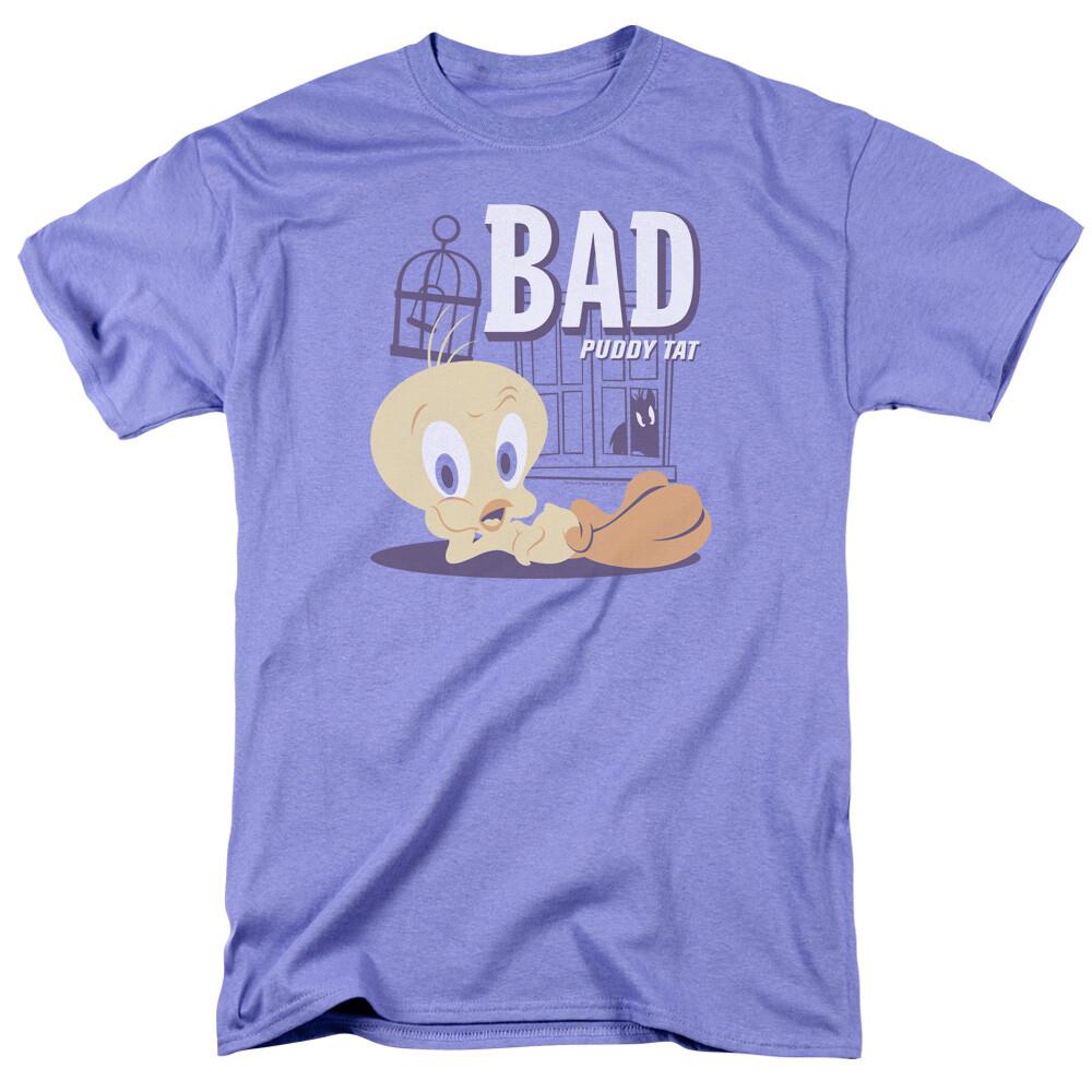 Looney Tunes Bad Puddy Tat T Shirt Mens Licensed Cartoon Tweety Bird Lavender XL
