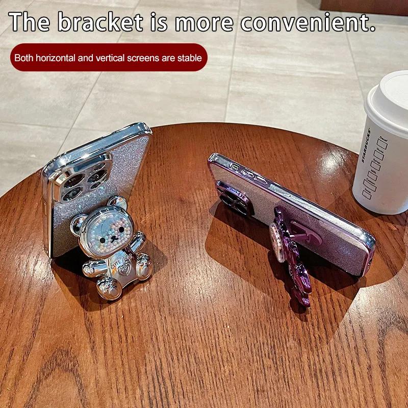 Candy Bear Stand Glitter Phone Case For OPPO A3 Pro A3X A40M A40 A60 A80 5G A18 4G Find X8 X7 Ultra X3 X5 Lite X6 Pro Soft Cover