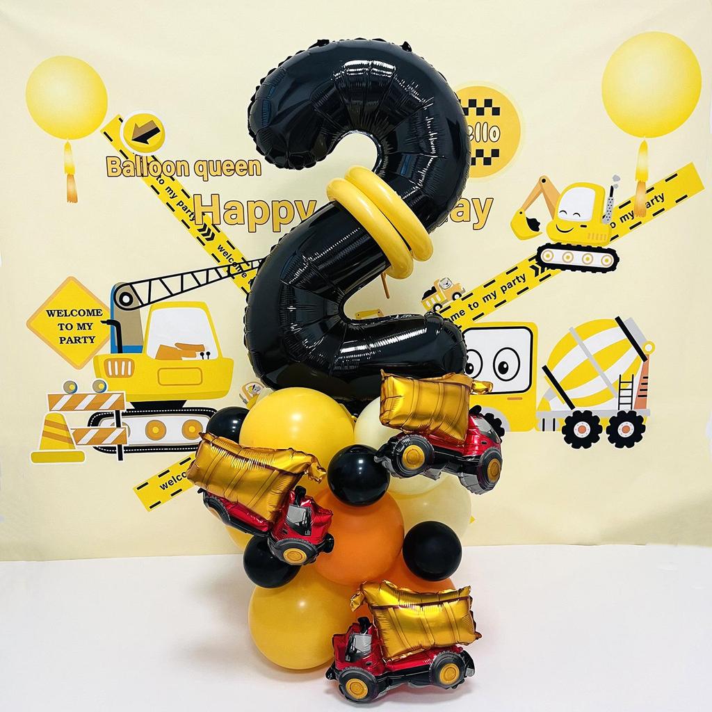 32" Black Car-Themed Number Balloon Set for Events