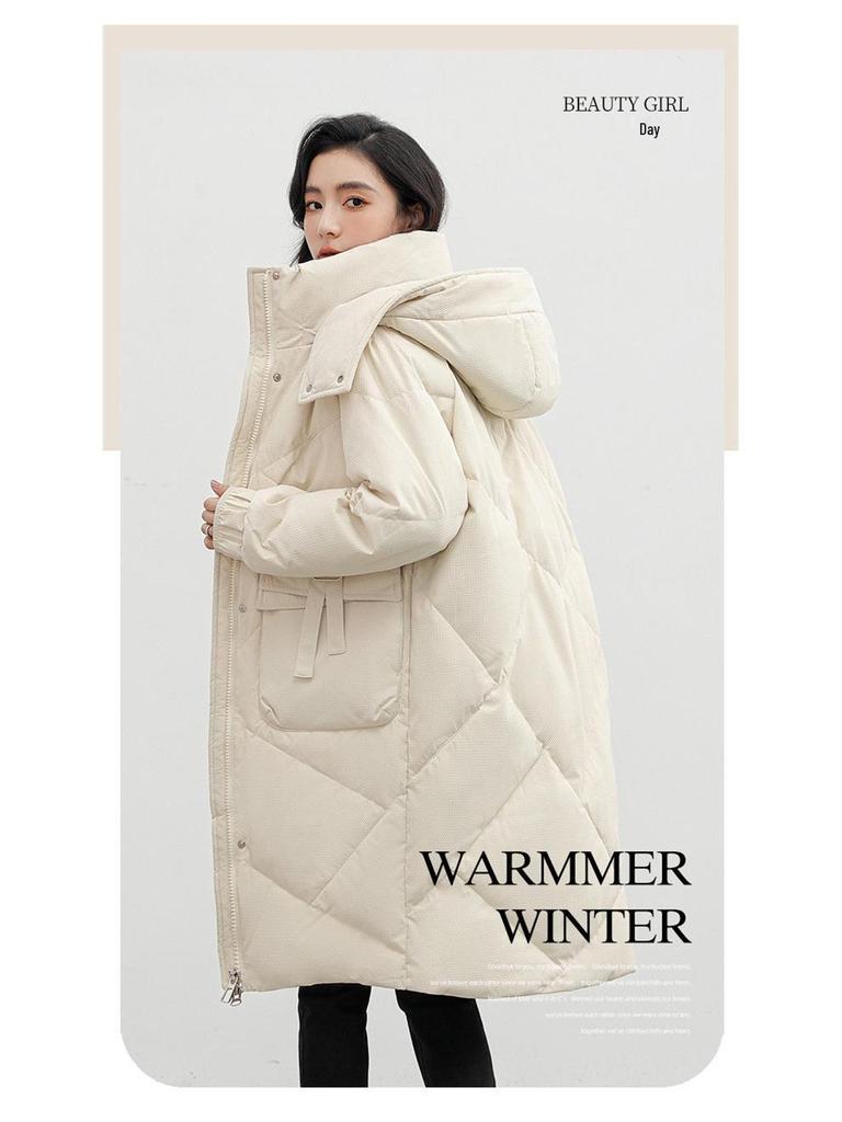 Graphene Maillard Women's Hooded Heated Mid-Length Winter Cotton Coat