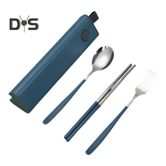 Travel Utensil Set Stainless Steel Fork And Spoon with Case Portable Tableware Set Smooth Edge Flatware Set for Office School Camping