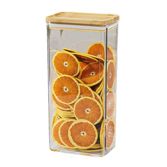 Sealed Grain Container Airtight Storage Container with Wooden Lid Transparent Food Canister for Dry Goods Snacks Tea Leaves Beans Kitchen Pantry
