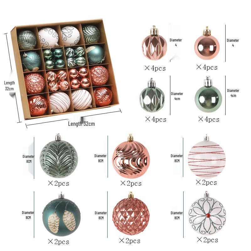 16-Piece Champagne Gold & White Christmas Tree Hanging Ornaments Set