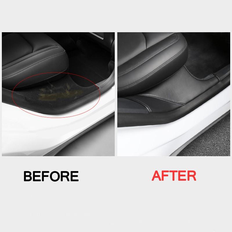 Rear Door Sill Anti Kick Film For Tesla Model Y 2025 Leather Mat Side Defense Pads Side Edge Film Protector Stickers Dashboard