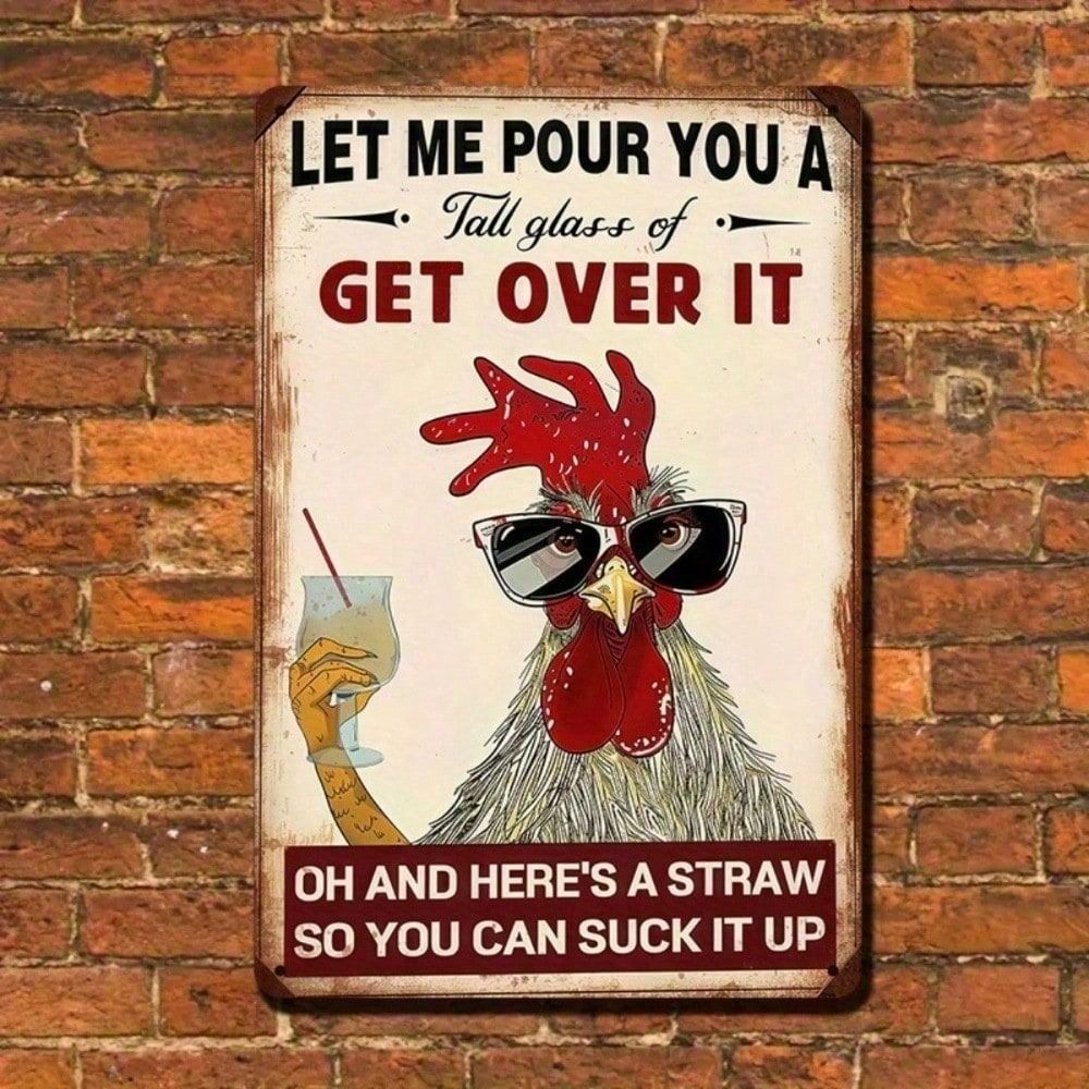 Metal Wall Art Chicken Funny Sign Kitchen Humor Decor