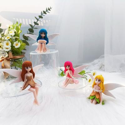 Cartoon Angel Girl Doll Model Cute Girl Heart Creative Flower Fairy Flying Wing Garden Doll Desktop Cake Decoration Ornaments