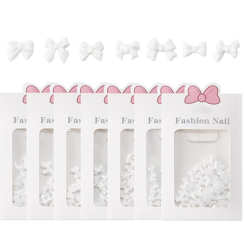 Black & White 3D Resin Ribbon Bow Nail Art Accessories (30pcs)