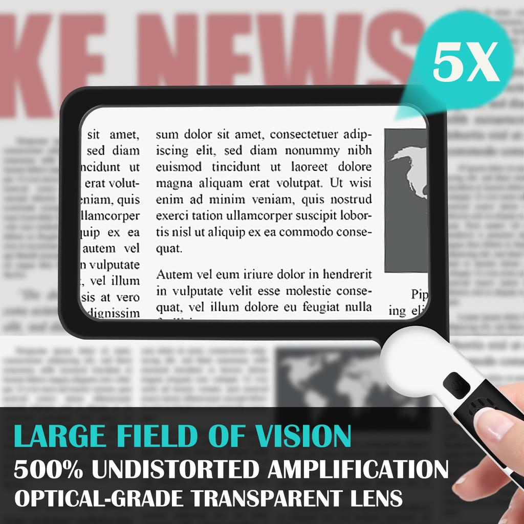 LED-Lichtlupe 3/5X Vergrößerungsglas Senioren Handheld Leselupe 48 Einstellbar Zum Lesen Wissenschaft Natur Erkundung