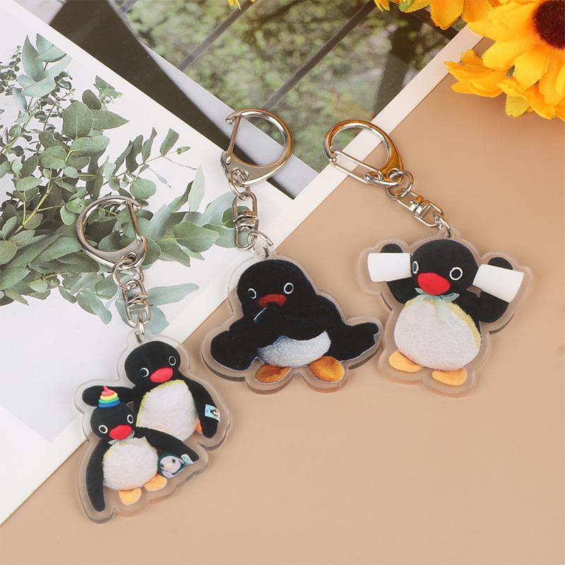 Pinguin Roztomilý Kreslený Akrylový Přívěsek na Klíče Kawaii Hračka Přívěsek na Batoh Školní Tašku Zábavný Kroužek na Klíče Dárek