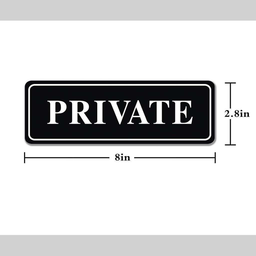 2pcs Private Sign for Doors,With Self Adhesive,8x2.8in,Black