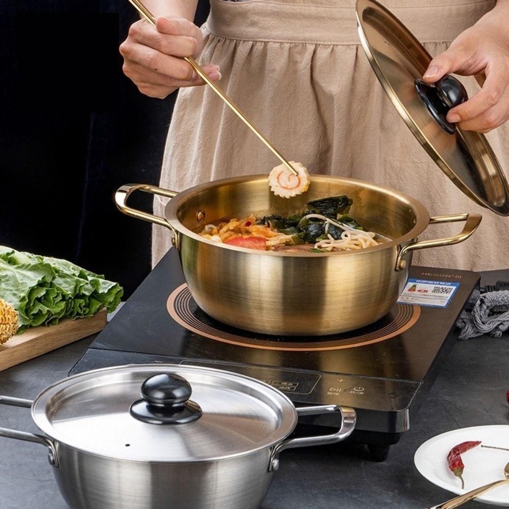 Nerezový hrnec na polévku s poklicí Hot Pot Korejský hrnec na ramen Kempingové nádobí