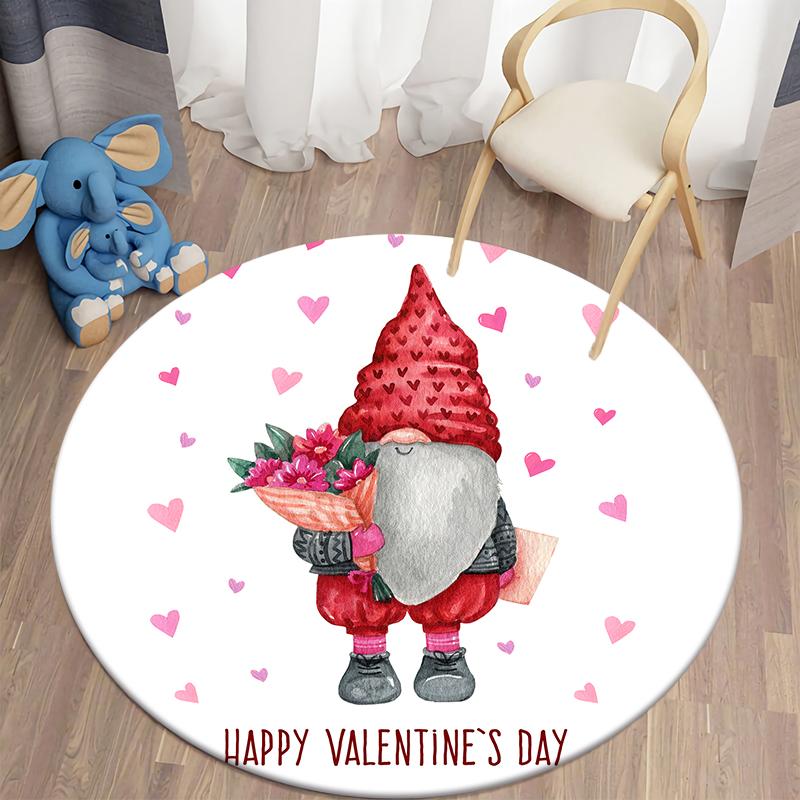 Valentine's Day Kawaii Printed Circular Carpet Home Living Room Bedroom Carpet Floor Decoration Anti Slip Floor Mat