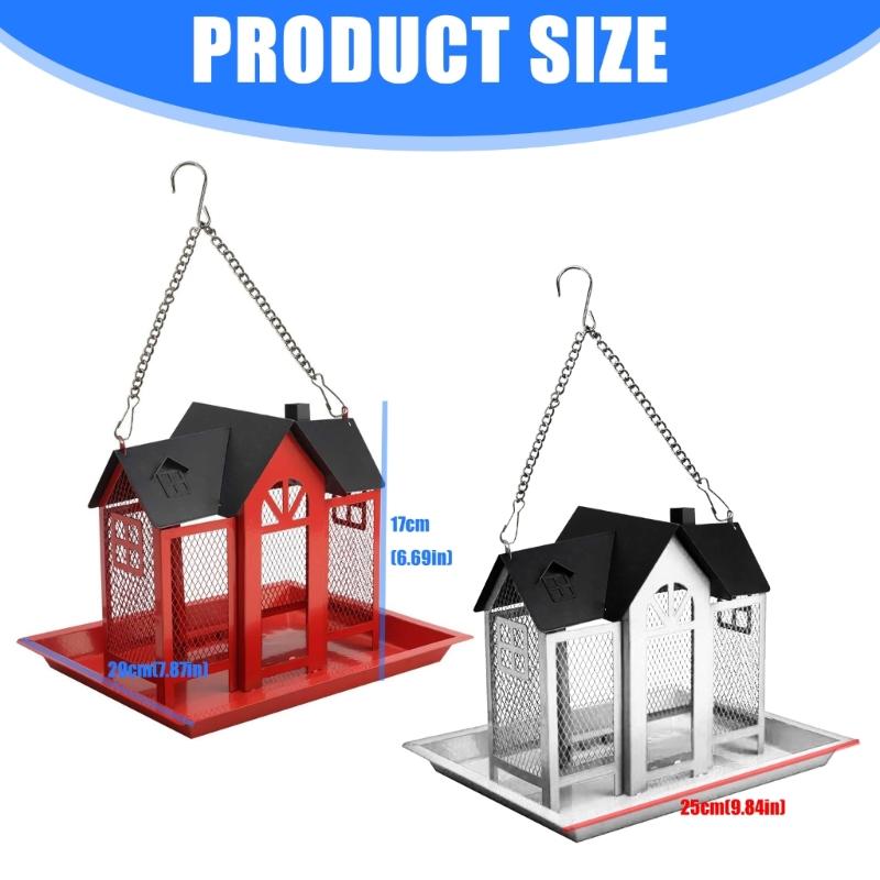 Squirrels Proof Outdoor Bird Feeder Metal Construction Feeding Ports Weatherproof Roof Design For Finches