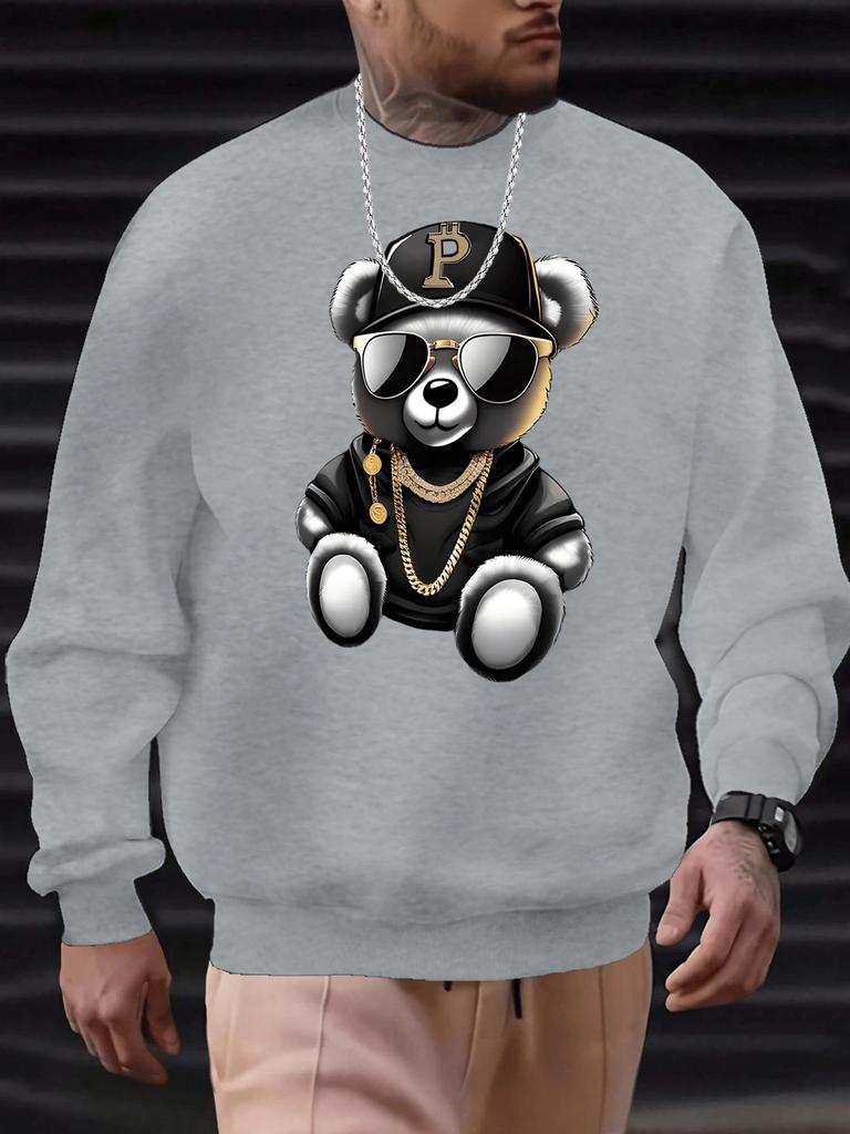 Men's Autumn 2025 Rich Bear Trendy Sunglasses Print Hoodie