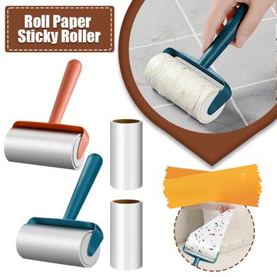 Tearable Roll Paper Sticky Roller Dust Wiper Pet Hair Clothes Carpet Tousle Remover Replaceable Home Cleaning Brush Accessories