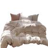 Ins Style Cotton Brushed Stripe Bedding Set: Skin-Friendly Bed Sheet, Duvet Cover, and Bed Skirt for Student Dorms