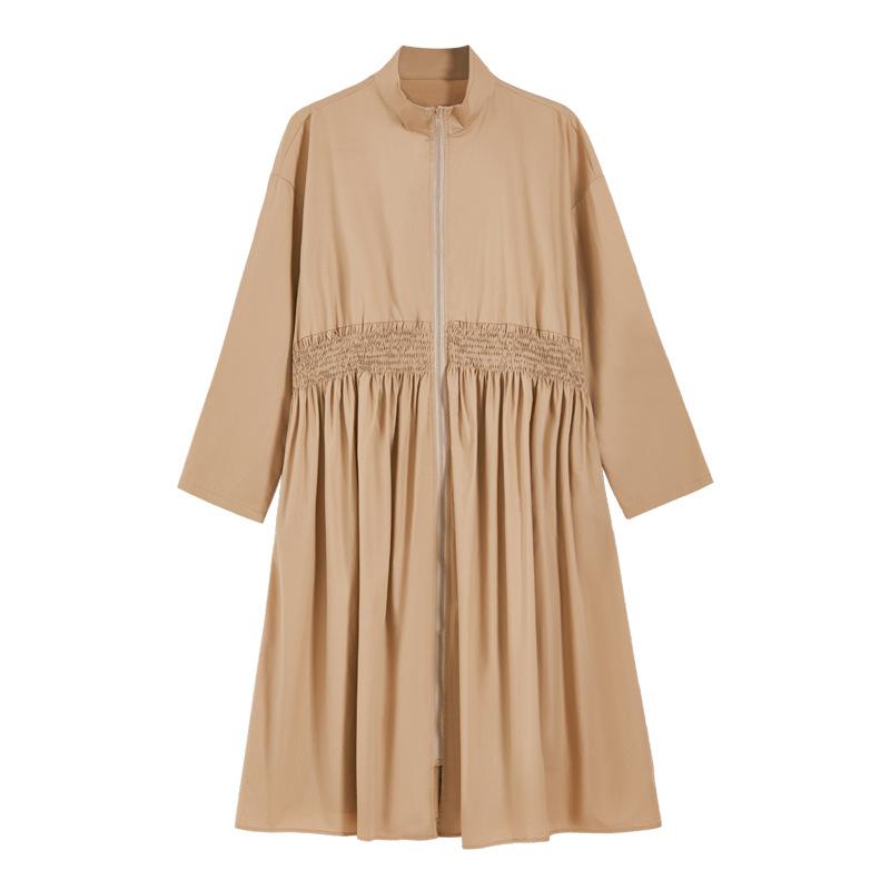 

XITAO однотонный плиссированный женский свободный плащ с воротником WLD6897 One Size золотой