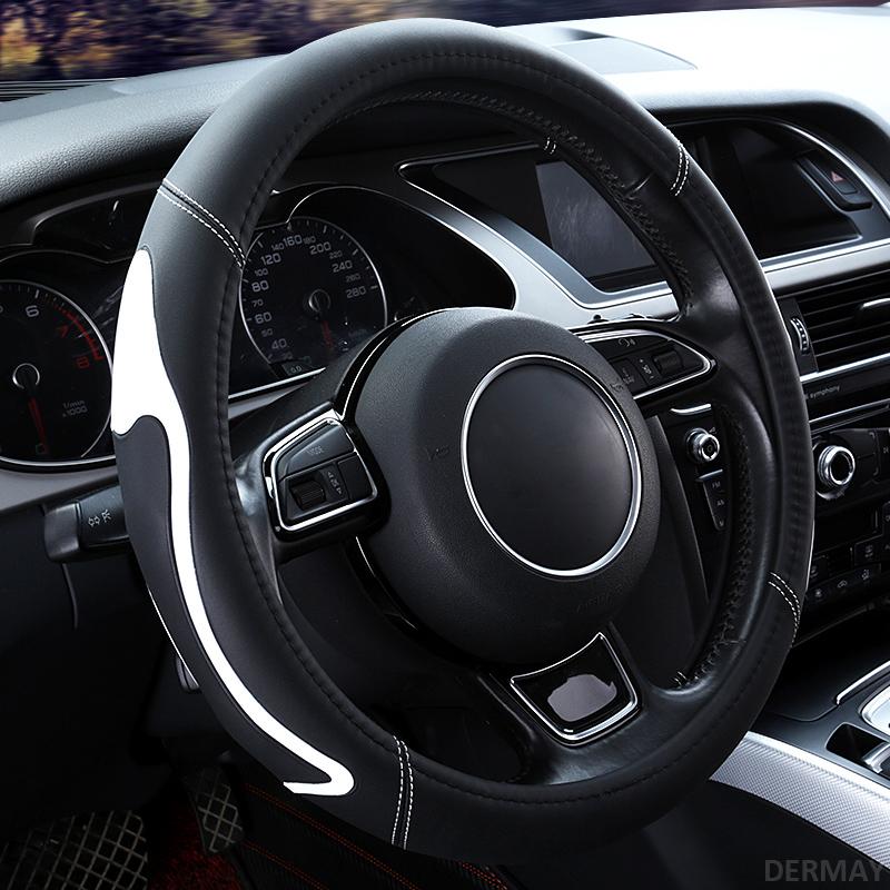 DERMAY Mode PVC Auto Lenkradbezug Größe M Universal Rutschfest Passend Außendurchmesser des Lenkrads 37-38cm Innenraumzubehör