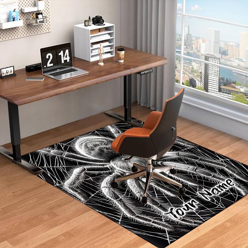 1PC Custom Name "Tarantula Web Design" Theme Floor Mat Ideal for Living Room, Game Rooms, Office, Bedroom,Floor Mat Playful Design