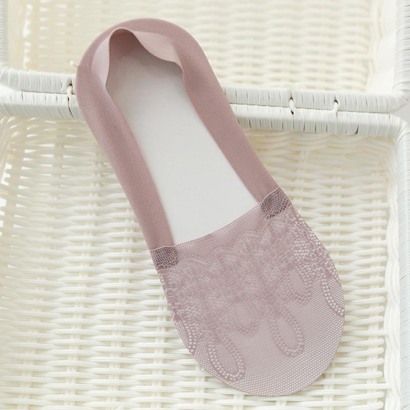 Summer Thin, Seamless, Invisible Socks for Women, Silicone Anti-slip and Non-dropping Ankle Socks, Anti-slip Lace Women's Boat Socks