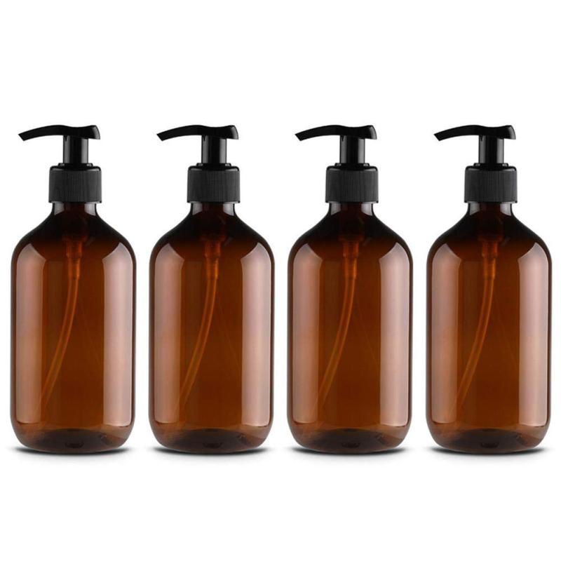 4pcs 500ml Refillable Pump Bottles Plastic Soap Dispenser Bottles For Gel Shampoo Lotion