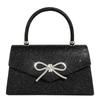 Women Evening Bag Bow Top Handle Bag Glitter Rhinestone Sparkly Mini Square Bag Wedding Party Prom Purse