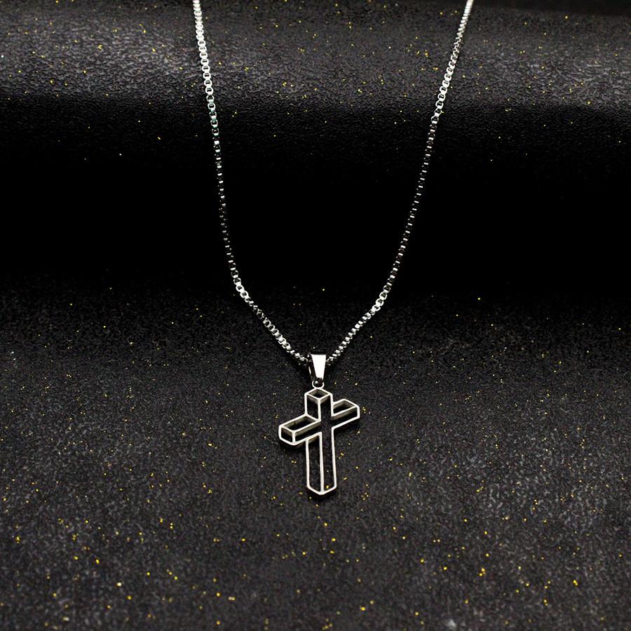 Hop Hip Inspired Cross Chain Necklace Stainless Steel Pendant Decoration Casual