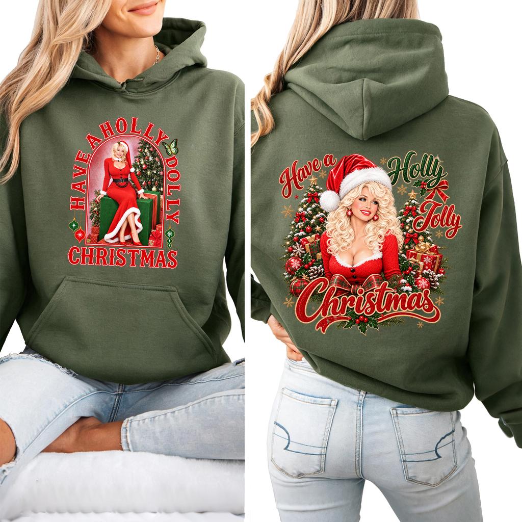 Dames Kerstmis Lichtgewicht Lange Mouwen Geprint Met Capuchon Pullover Sweatshirt