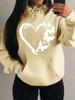 Women's Loose Fleece Hoodie with Love & Butterfly Print