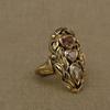 Retro květinový dámský prsten Sanjie s drahokamem šampaňského ve tvaru srdce