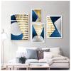 Abstract Blue Gold Moon Painting Geometric Mountain View Oil Painting Poster Art Living Room