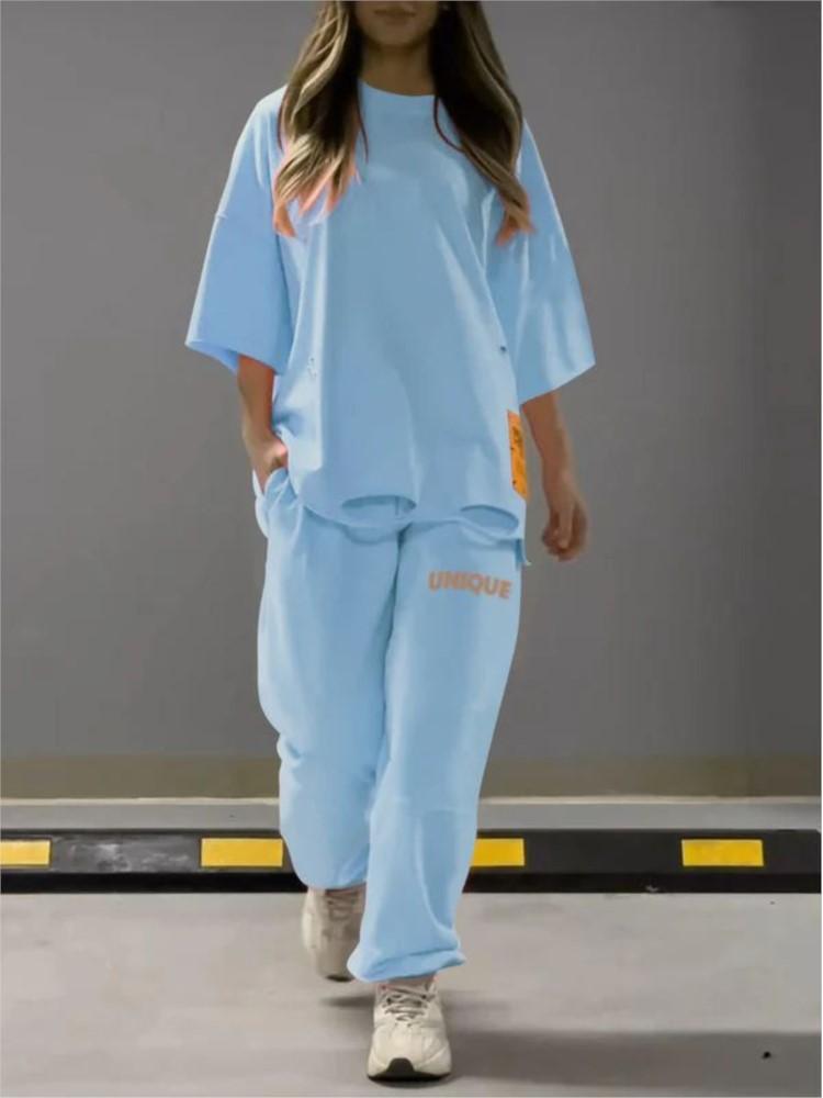 Summer Fashion Hollowed Out O Neck T Shirt Women's 2 Piece Set Solid Color Casual Relaxed Tracksuit Pants Pocket Female Suit