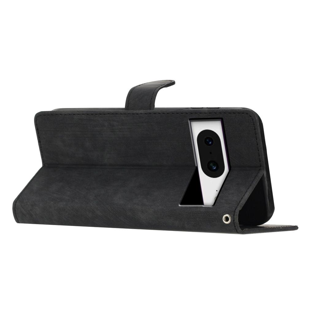 For Google Pixel 8 Solid Color Skin-touch Stand Leather Wallet Cover Cell Phone Case